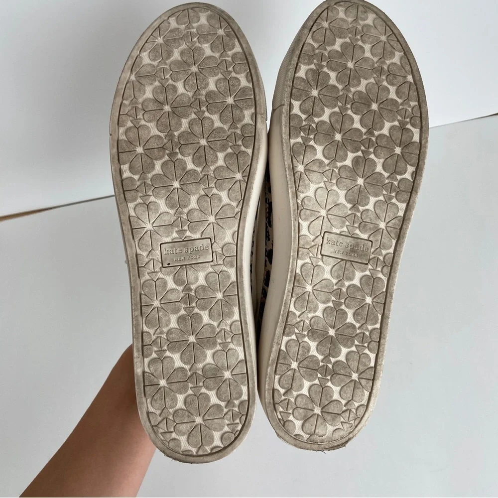 Kate Spade Womens‎ Cream Canvas Kaia Leopard Print Suede Sneakers Size 8